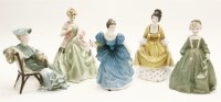 Lot 300 - A collection of two Royal Worcester and three Royal Doulton figurines