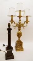 Lot 197 - A pair of Georgian style gilt three light table lamps