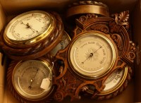Lot 431 - A Victorian oak cased aneroid barometer