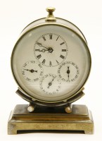 Lot 151 - A 20th century (formerly) silver plated drum head carriage clock