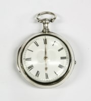 Lot 42 - A silver pair case pocket watch