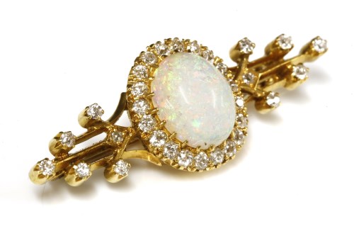 Lot 63 - A late Victorian opal and diamond bar brooch