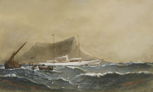 Lot 728 - Barlow Moore (1834-1897)
'VENETIA' OFF GIBRALTAR
Signed and inscribed