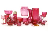 Lot 239 - A collection of mixed cranberry glass items