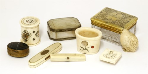 Lot 89 - A cylindrical bone dice  box and cover