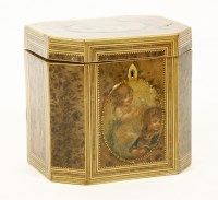 Lot 186 - A George III strung and crossbanded burr walnut single compartment tea caddy