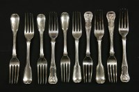 Lot 136 - Four silver Kings pattern table forks