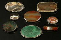 Lot 654 - Seven assorted agate brooches