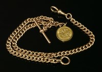 Lot 510 - A 9ct gold curb link double albert chain