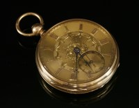 Lot 488 - A 9ct gold key wound open faced pocket watch