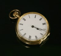 Lot 503 - An 18ct gold key wound open faced fob watch