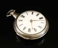 Lot 480 - A George III English sterling silver pair cased fusee verge pocket watch