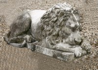 Lot 1097 - A pair of large modern marble lions