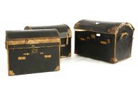 Lot 664 - A pair of vintage dome topped trunks