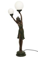 Lot 458 - An Art Nouveau style bronzed figural table lamp