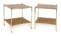 Lot 1137 - A pair of modern brass two-tier tables