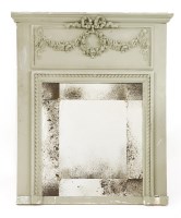 Lot 725 - A French-style grey painted trumeau wall mirror