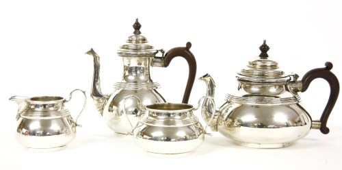 Lot 144 - A silver four piece tea and coffee set