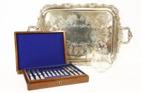 Lot 321 - A large twin handled silver plated tray