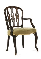 Lot 563 - A Dutch inlaid mahogany elbow chair