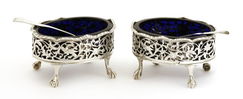 Lot 254 - A pair of George III oval silver salts