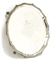 Lot 258 - Cricket interest: a George V silver salver