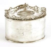 Lot 259 - Cricket interest: an oval silver biscuit barrel