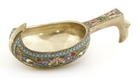 Lot 233 - A Russian silver and enamelled kovsh