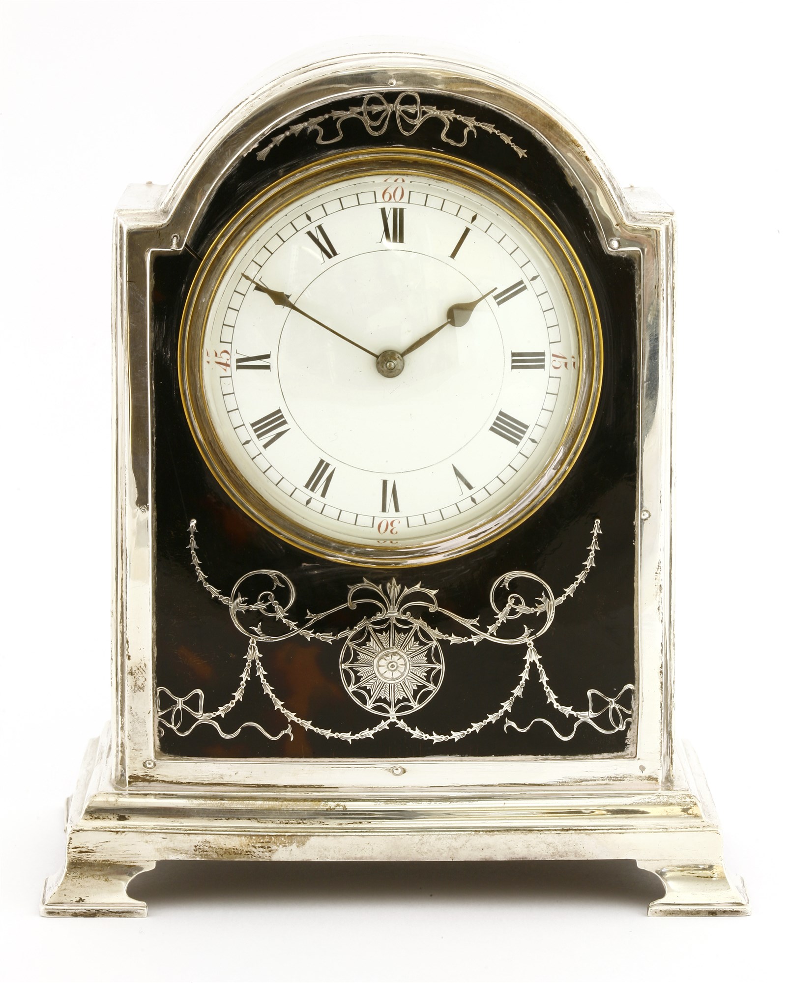 Lot 274 - A George V silver mantel clock