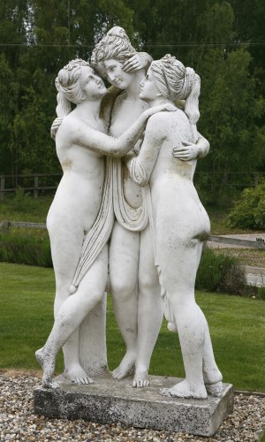 Lot 553 - A marble figure group of 'The Three Graces'