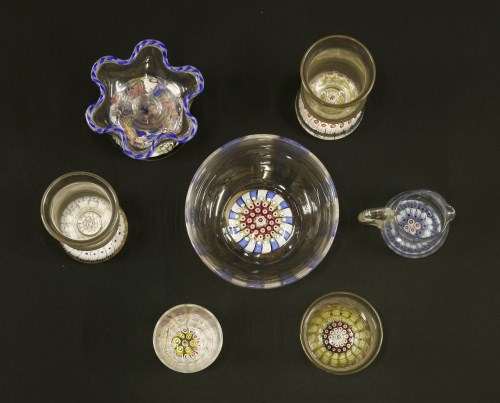 Lot 401 - A collection of Stourbridge glass with millefiori paperweight bases