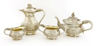 Lot 239 - An Indian silver three-piece tea set