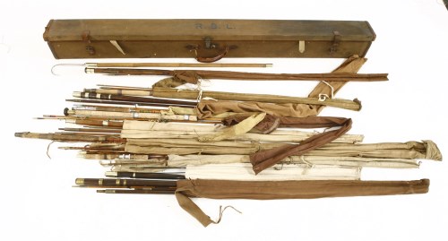 Lot 517 - Fishing: a canvas-covered rod box