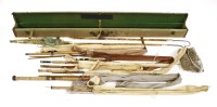 Lot 518 - Fishing - a green canvas covered rod box