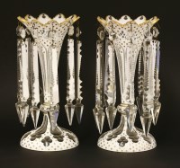 Lot 395 - A pair of Bohemian cased glass lustres