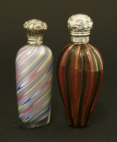 Lot 85 - Two coloured glass scent bottles