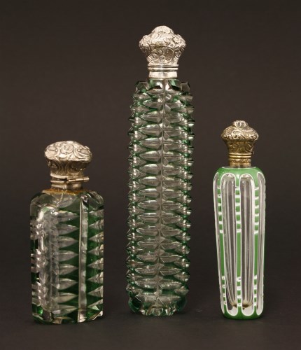 Lot 76 - Three Bohemian clear glass scent bottles