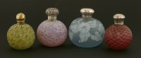 Lot 75 - Four coloured glass scent bottles