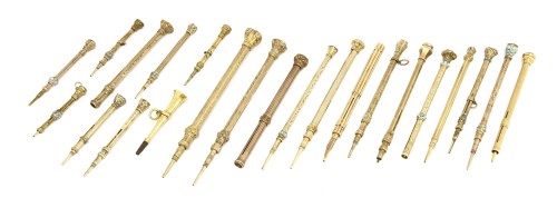 Lot 145 - Twenty-two gilt metal propelling pencils