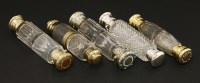 Lot 62 - Five Victorian glass double-ended scent bottles