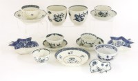 Lot 351 - A collection of first period Worcester blue and white tea bowls and saucers