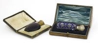 Lot 60 - A Victorian cased blue glass scent bottle
