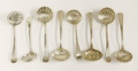 Lot 172 - A mixed lot of silver sifter spoons and ladles