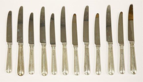 Lot 180 - Six modern silver-handled old English thread pattern table knives