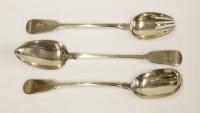 Lot 196 - A small collection of fiddle pattern serving spoons