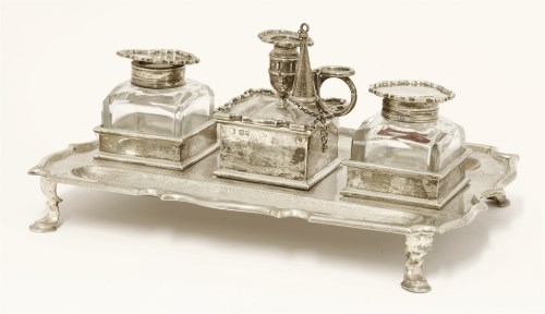 Lot 200 - A Victorian silver desk stand