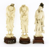 Lot 640 - Three Chinese ivory figures