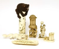 Lot 641 - A collection of Chinese and Japanese ivory carvings