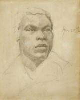 Lot 1090 - Circle of Glyn Philpot (1884-1937)
HEAD OF A BLACK MAN
With a head of a child in blue chalk below