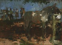 Lot 1174 - Tom Coates (b.1941)
A HORSE AT A TROUGH